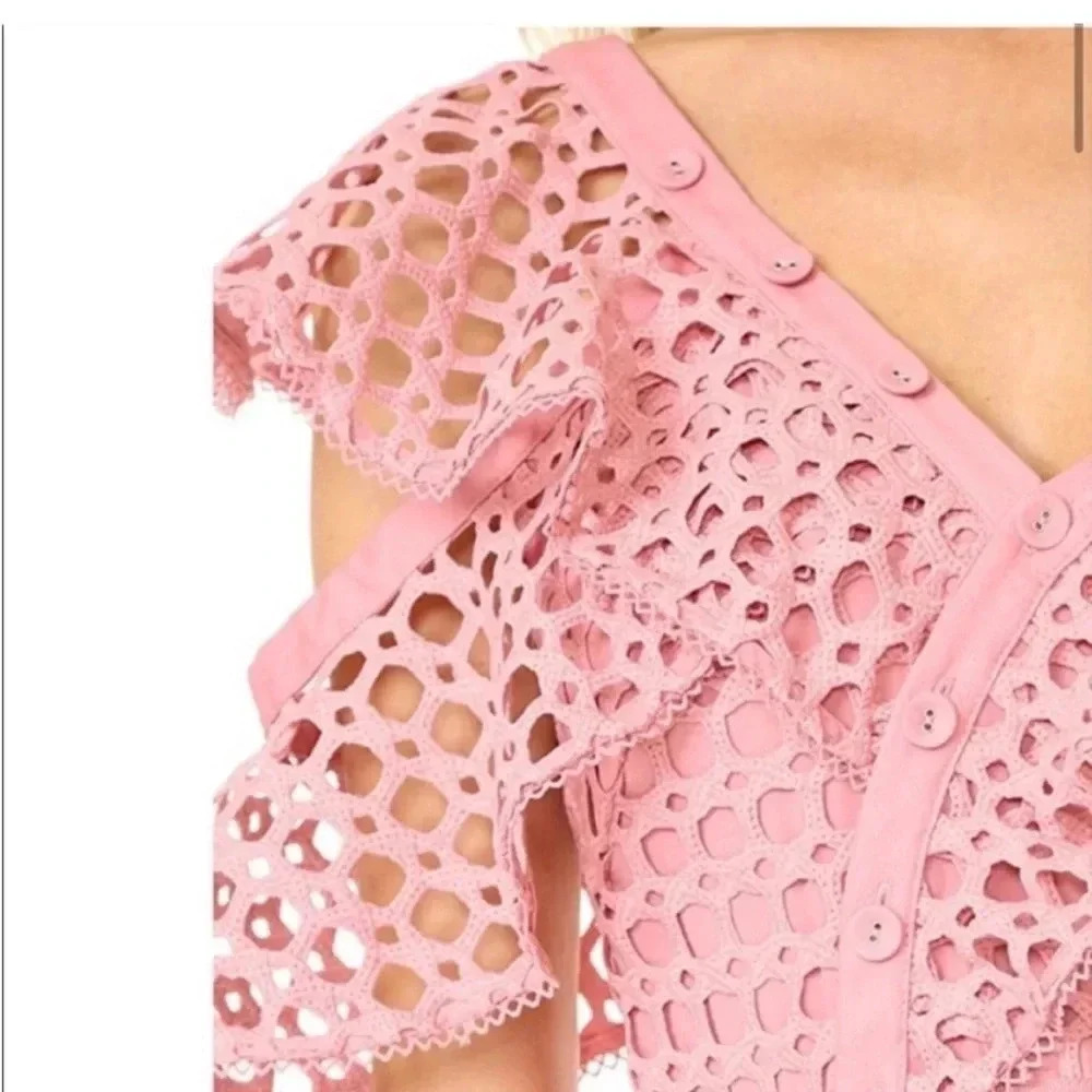 Self Portrait Asymmetric Pink Frill Flutter Ruffl… - image 2